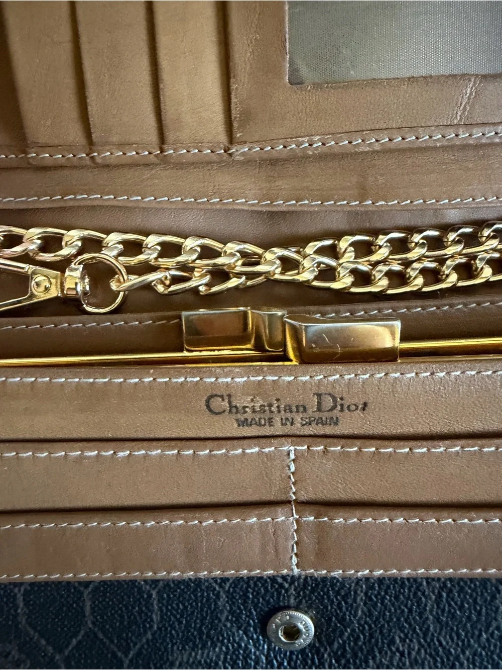 Dior Black Honeycomb & Tan Leather Vintage Tote, Long Wallet, Pouch & Scarf Set! - Picture 6 of 16